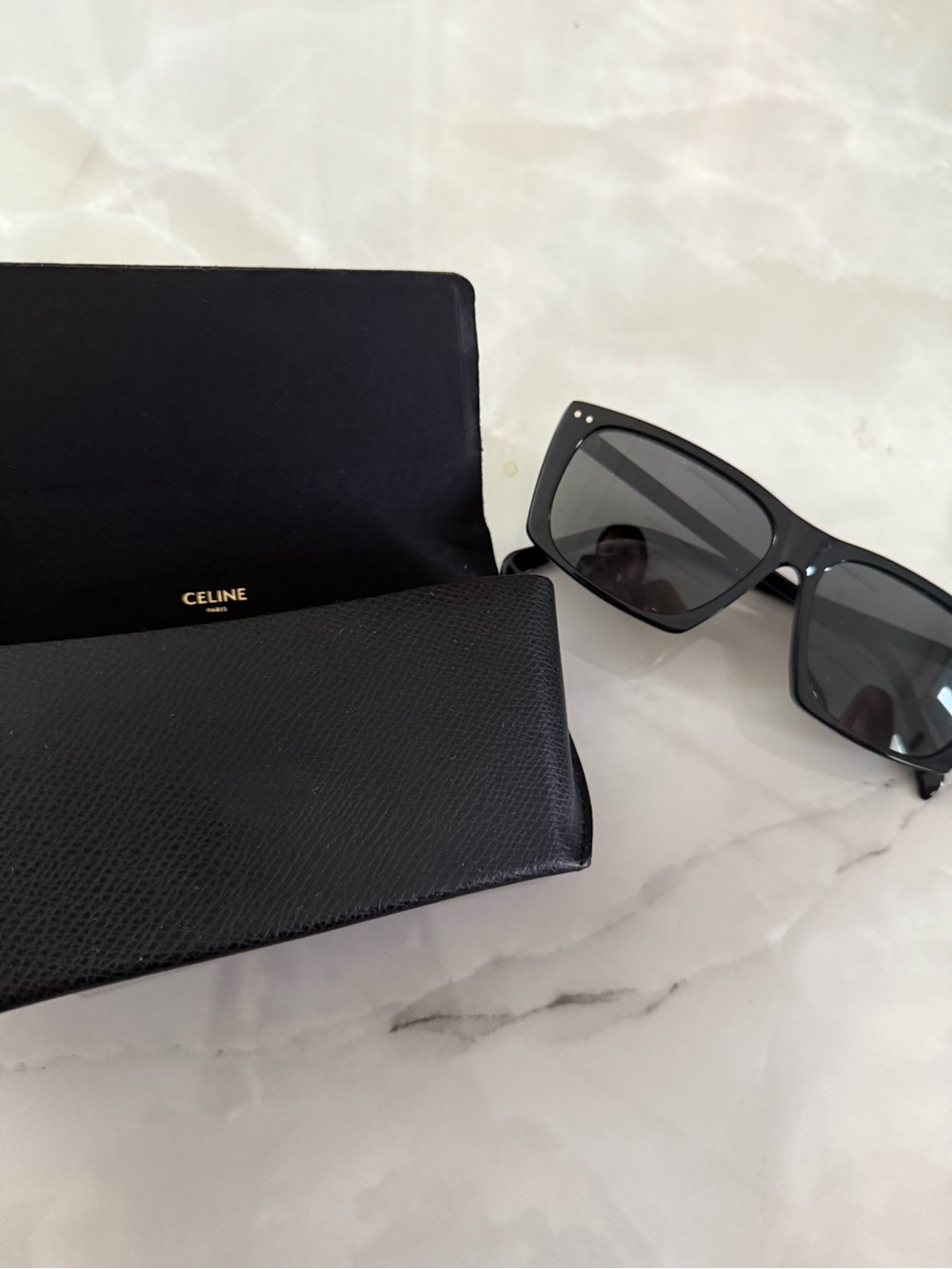 Celine Black Rectangular Acetate Sunglasses - Picture 7 of 7